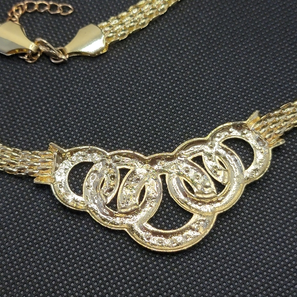 Gold Statement 3 Piece Set Luxurious Necklace Earring ring Matching Jewelry - Picture 11 of 13